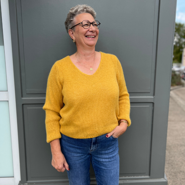 Pull jaune moutarde en alpaga