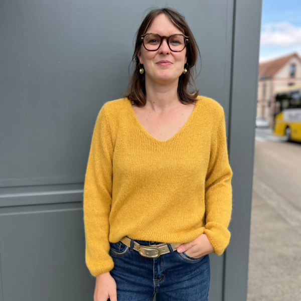Pull jaune moutarde en alpaga