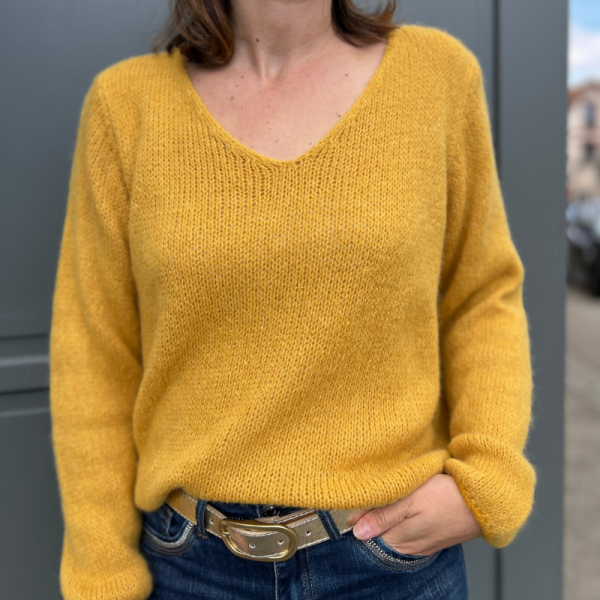 Pull jaune moutarde en alpaga