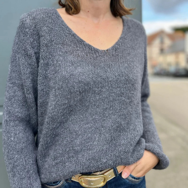 Pull gris en alpaga