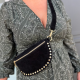 Sac banane clouté en cuir noir