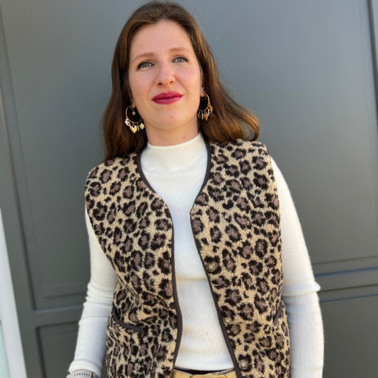 Gilet sans manches motifs léopard