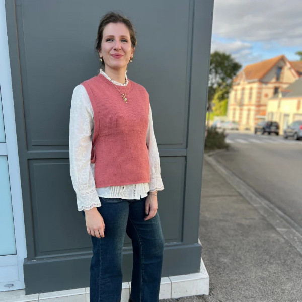 Pull sans manches à nouer rose