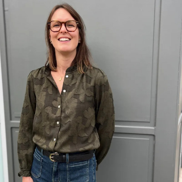 Chemise kaki brodée