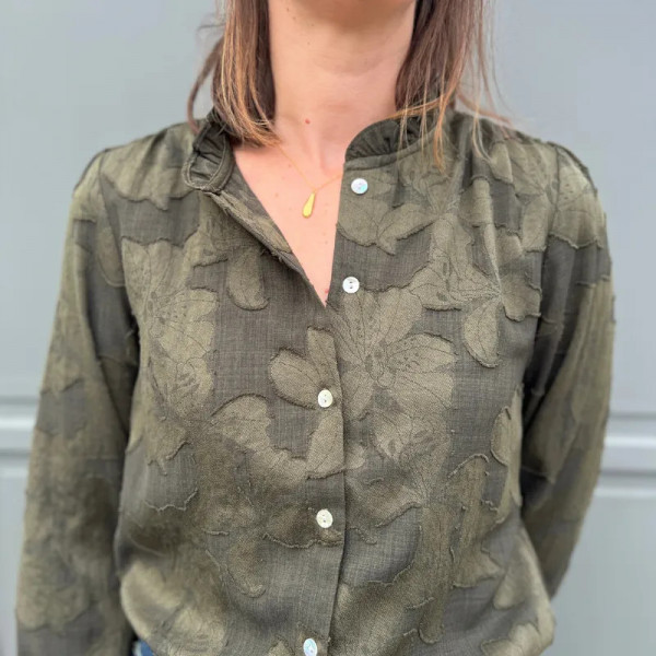 Chemise kaki brodée