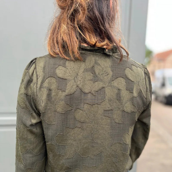 Chemise kaki brodée
