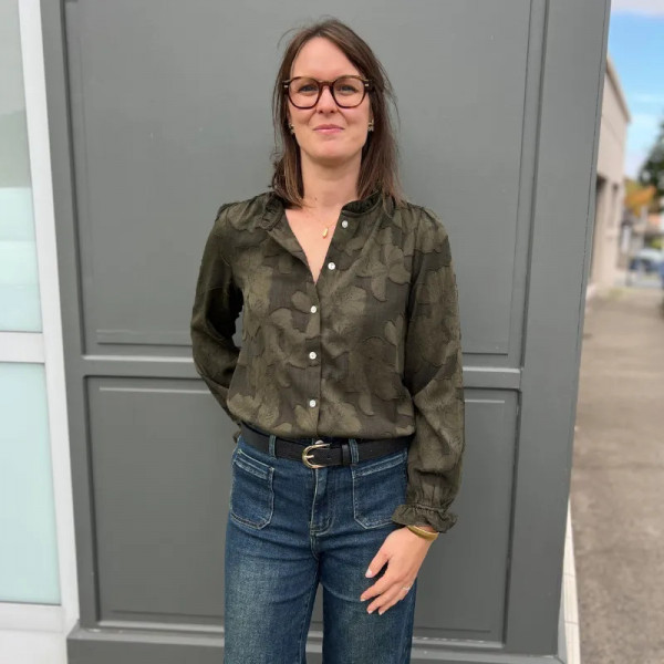 Chemise kaki brodée