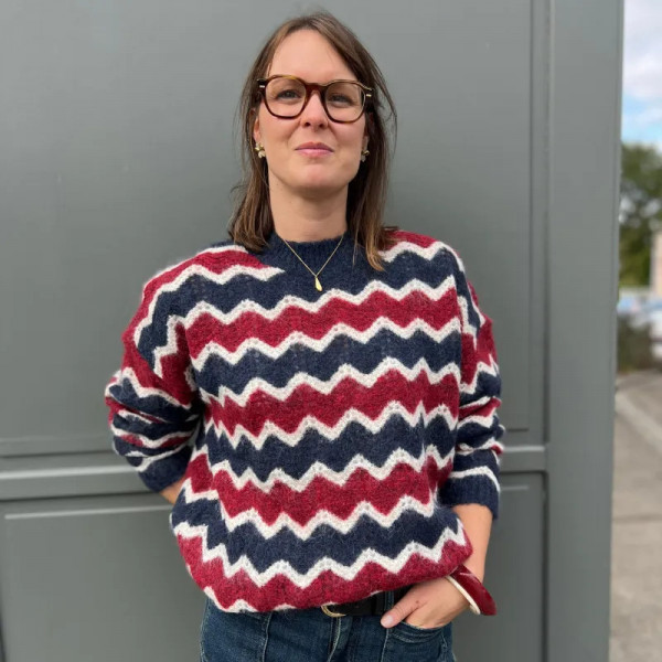 Pull rouge et bleu