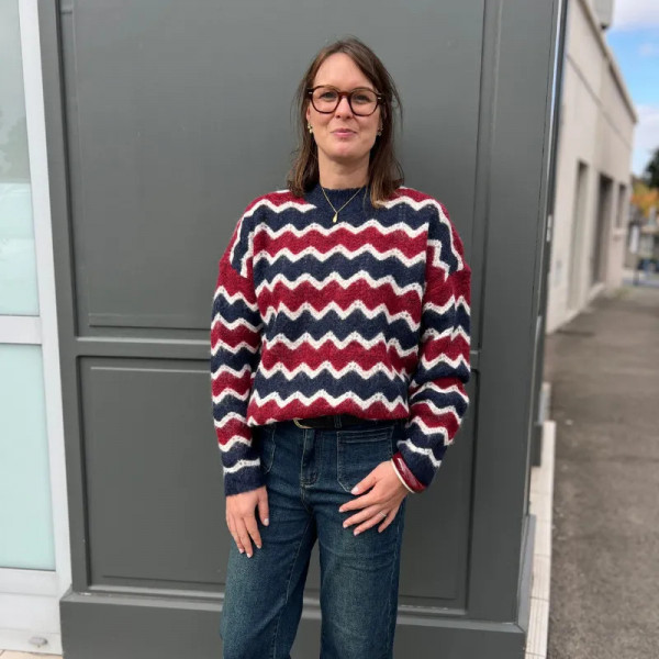 Pull rouge et bleu
