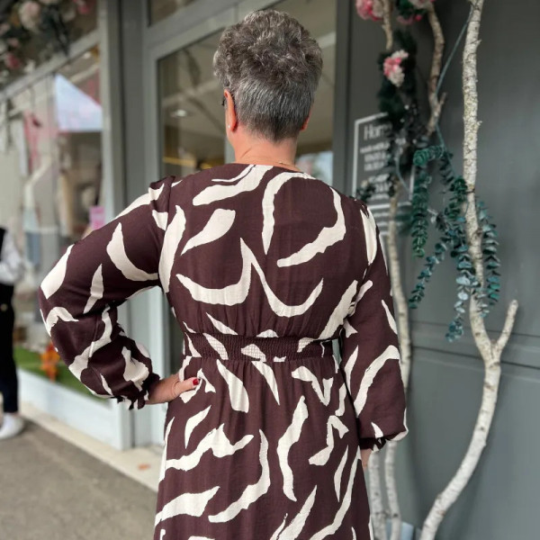 Robe longue fluide marron