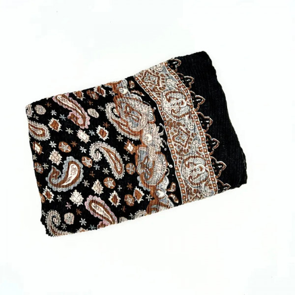 Foulard noir motifs cachemire