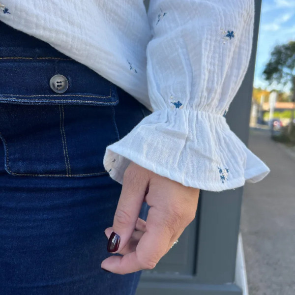 Chemise gaz de coton brodée - São Paulo