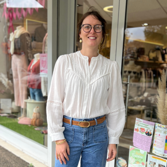 Chemise blanche brodée gaz de coton