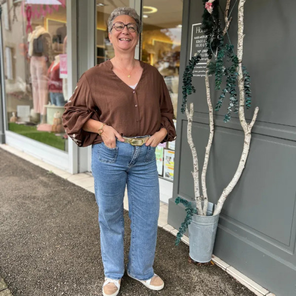 Chemise bohème marron