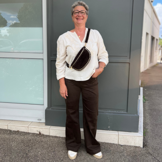 Jean femme marron coupe droite