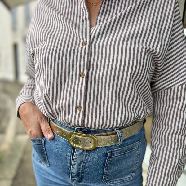 Chemise à rayures marron