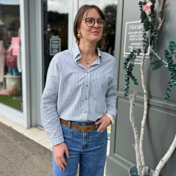Chemise à rayures bleu