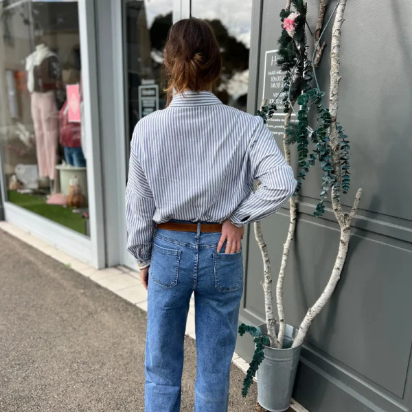 Chemise à rayures bleu