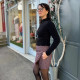 Jupe short bordeaux motifs tweed