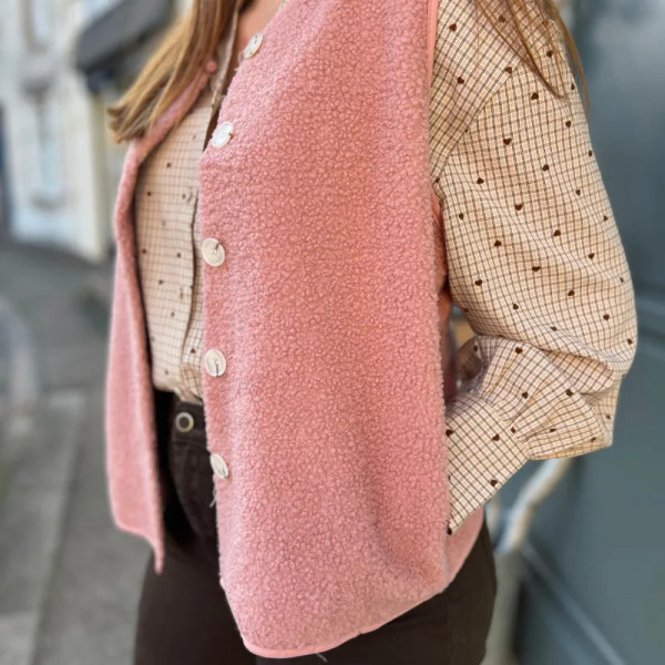 Gilet sans manches molleton polaire rose