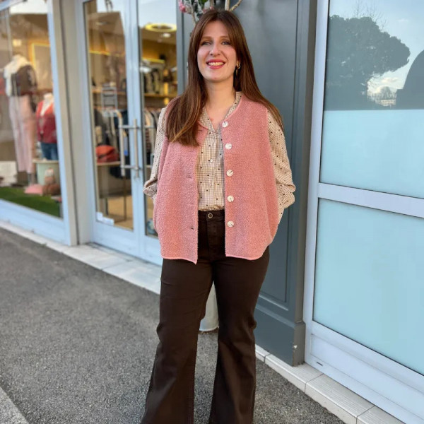 Gilet sans manches molleton polaire rose