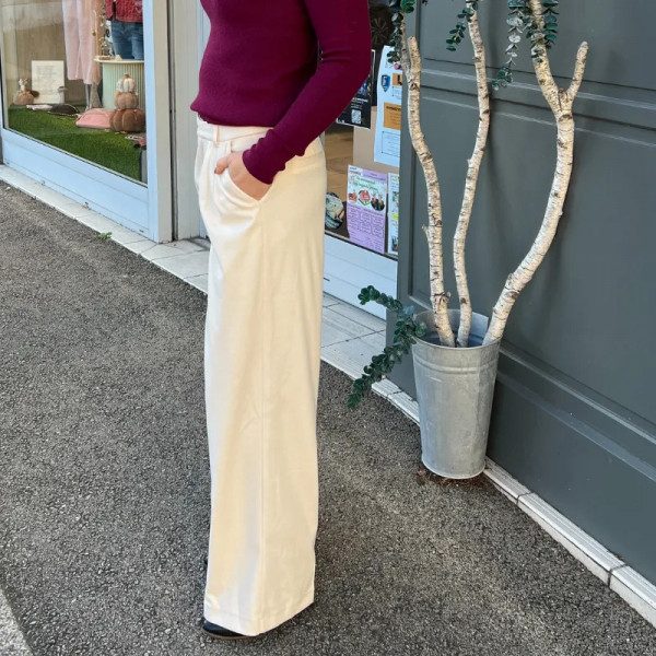 Pantalon large beige