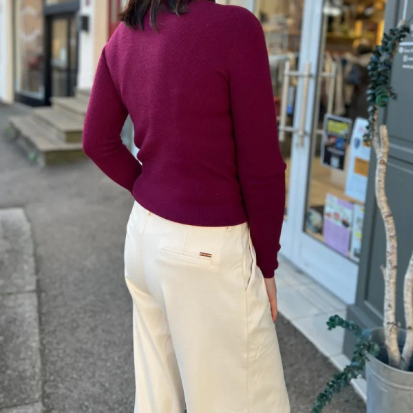 Pantalon large beige