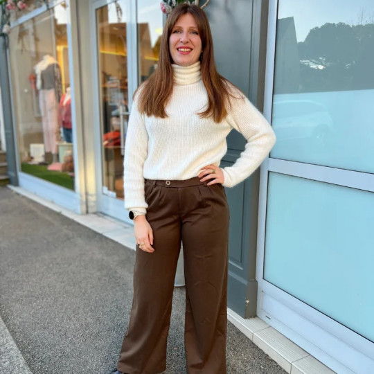 Pantalon large marron