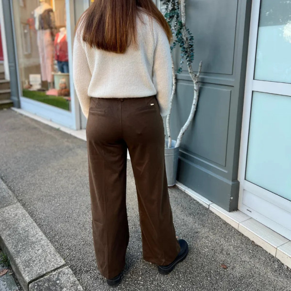 Pantalon large marron