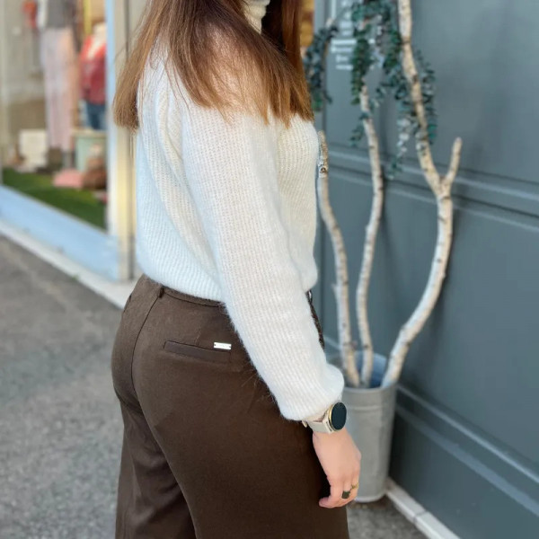 Pantalon large marron