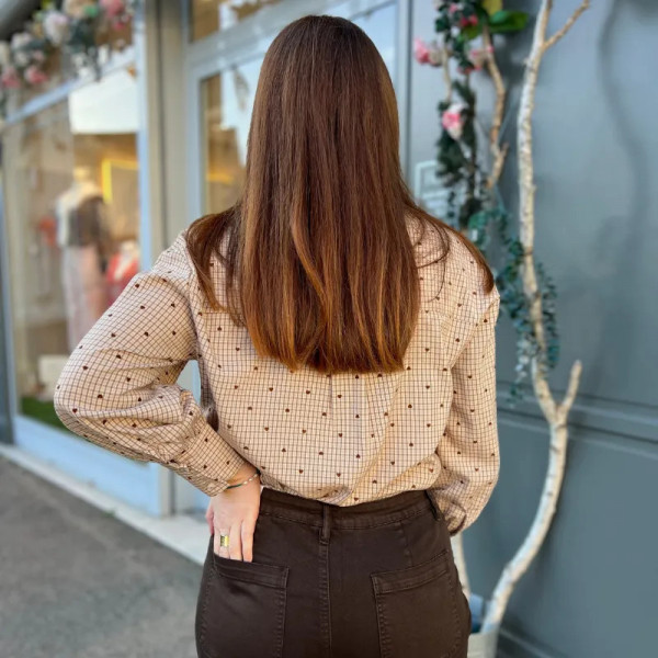 Chemise motifs carreaux et coeurs
