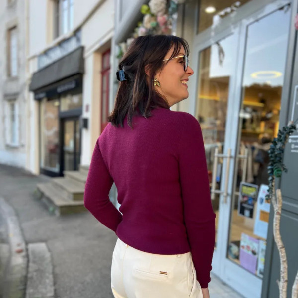 Sous pull bordeaux à col roulé