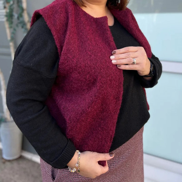 Gilet sans manches bordeaux laine bouillie