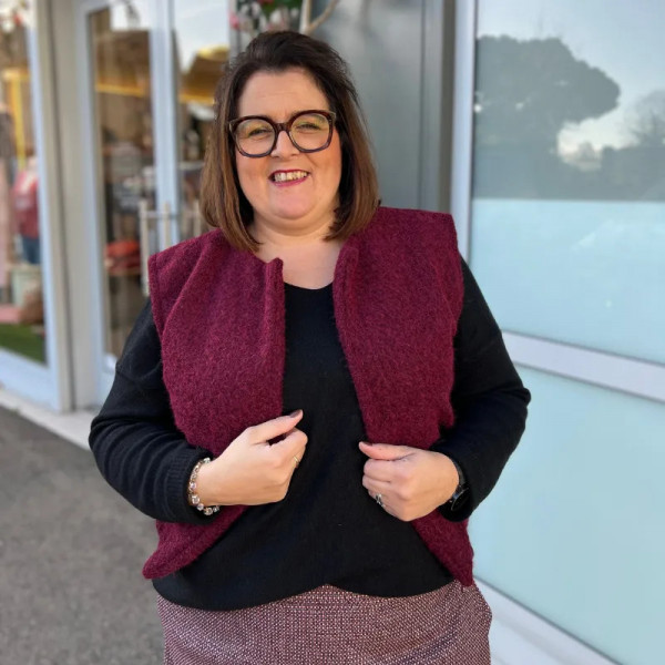 Gilet sans manches bordeaux laine bouillie