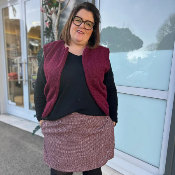 Gilet sans manches bordeaux laine bouillie