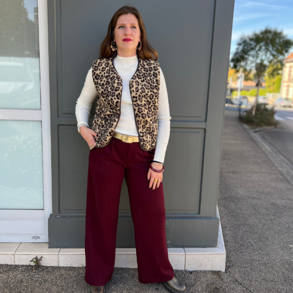 Gilet sans manches motifs léopard