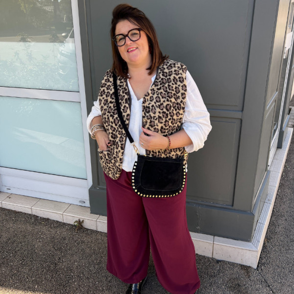 Gilet sans manches motifs léopard