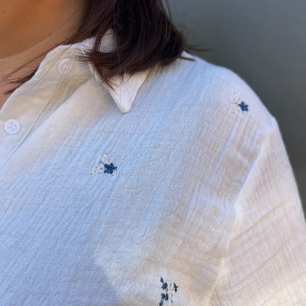 Chemise gaz de coton brodée - São Paulo