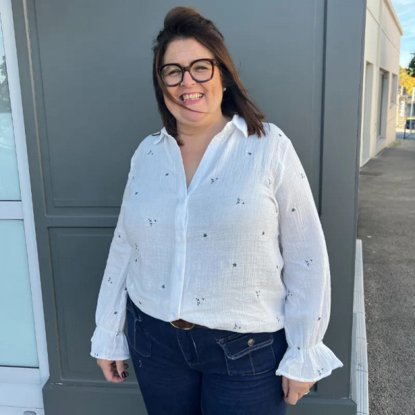 Chemise gaz de coton brodée - São Paulo