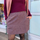 Jupe short bordeaux motifs tweed