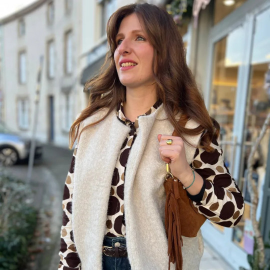 Gilet sans manches écru laine bouillie