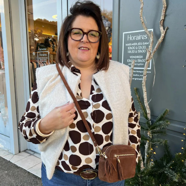 Gilet sans manches écru laine bouillie