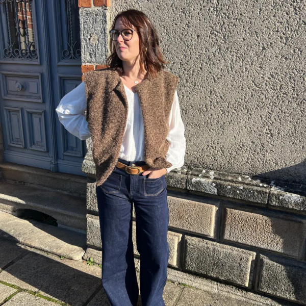 Gilet sans manches bordeaux laine bouillie