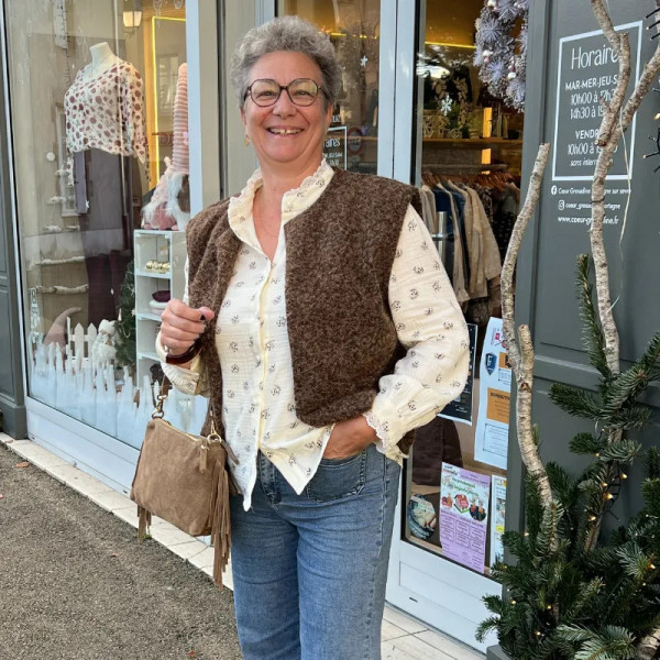 Gilet sans manches marron laine bouillie