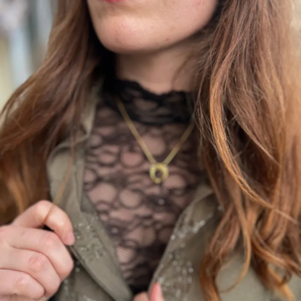 Chemise kaki broderie dorée