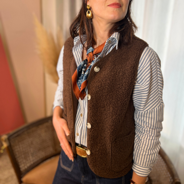 Gilet sans manches molleton marron