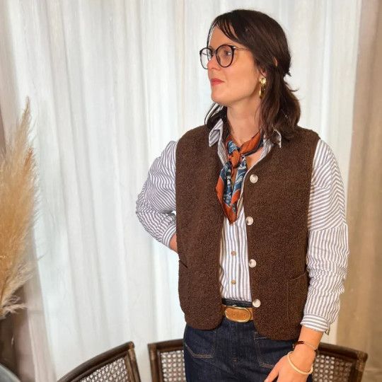 Gilet sans manches molleton marron