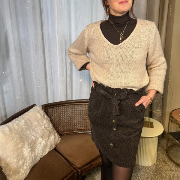 Jupe motifs léopard marron