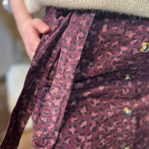 Jupe motifs léopard bordeaux