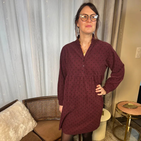 Robe à poids bordeaux coupe Baby Doll